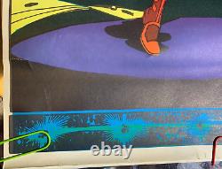 THE BLACK AVENGER VINTAGE 1973 SUPER HERO BLACKLIGHT POSTER By JOKER -NICE