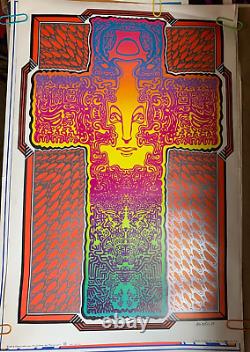 THE CROSS 1969 VINTAGE BLACKLIGHT POSTER By CELESTIAL ARTS SIGNED BY WES WILSON