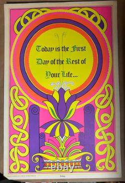TODAY IS THE FIRST DAY VINTAGE 1970 BLACKLIGHT HEADSHOP POSTER By STAR CITY