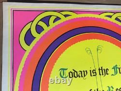 TODAY IS THE FIRST DAY VINTAGE 1970 BLACKLIGHT HEADSHOP POSTER By STAR CITY