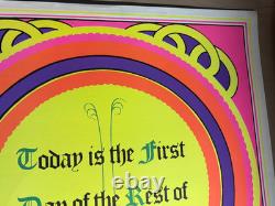 TODAY IS THE FIRST DAY VINTAGE 1970 BLACKLIGHT HEADSHOP POSTER By STAR CITY