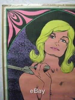 Take It All Black Light Psychedelic Vintage Poster 1970 Hot Girl Gun Cng930