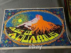 The Age Of Aquarius Black Light Vintage Poster Psychedelic Hip Products
