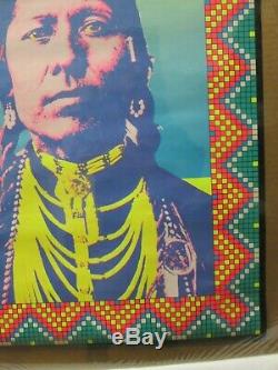 The American Indian Black Light Psychedelic Vintage Poster 1970 Cng696