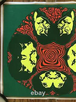 The Beatles Black Light Poster Psychedelic Mandala Miller Sirkia 1967 Original