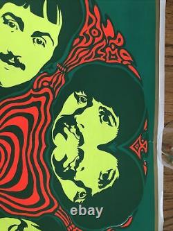 The Beatles Black Light Poster Psychedelic Mandala Miller Sirkia 1967 Original
