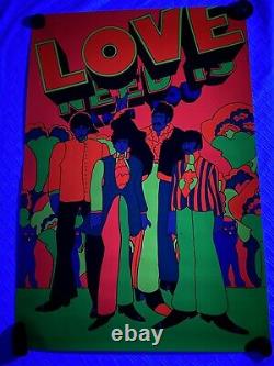 The Beatles Super Rare Vintage 60s All You Need Is Love Black Light Poster