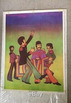The Beatles Yellow Submarine Vintage Black Light Poster(different description)