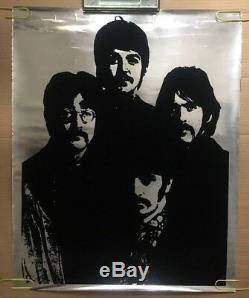 The Beatles blacklight poster original vintage Pin-up Mylar Silver Psychedelic