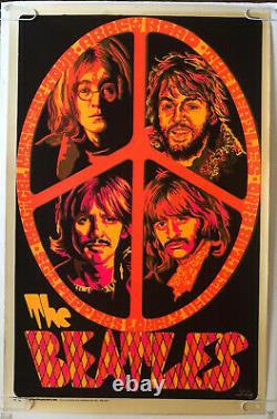 The Beatles original vintage black light poster psychedelic Beeghley pin-up 60's