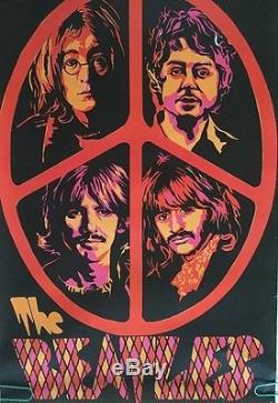 The Beatles original vintage black light poster psychedelic Beeghley pin-up 60's