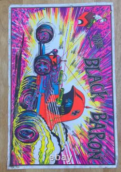 The Black Baron Blacklight Poster, 1970's 17 x 11.25