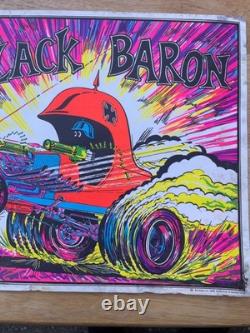 The Black Baron Blacklight Poster, 1970's 17 x 11.25