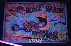 The Black Baron Snoopy Vintage Blacklight Poster Hot Rod Dragster Psychedelic UV