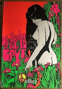 The Burden Of Life Is Love Original Vintage Blacklight Poster 1960s Psychedelic