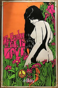 The Burden Of Life Is Love Original Vintage Blacklight Poster 1960s Psychedelic