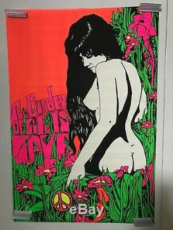 The Burden of Life is Love Black Light Poster 24 1/2 x 35 Vintage 1969 Nude NOS