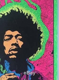 The Experienced Vintage Blacklight Poster Jimi Hendrix Fire & Flames Joe Roberts