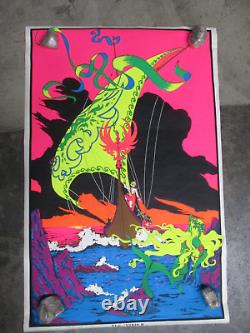 The Viking 1971 black light poster vintage psychedelic C2344
