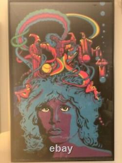 The Wizard Rare Original 1969 Jim Morrison The Doors Blacklight Picture Framed