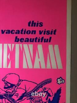This Vacation Visit Vietnam Original Vintage Blacklight Poster 1970s War Pinup