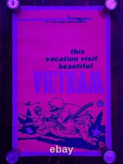 This Vacation Visit Vietnam-Vintage Blacklight Poster 1970s 23x35