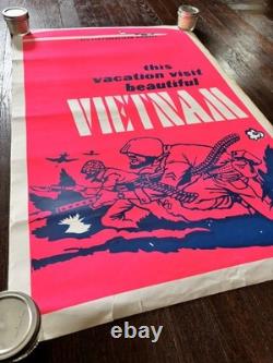 This Vacation Visit Vietnam-Vintage Blacklight Poster 1970s 23x35