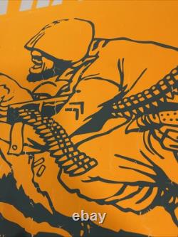 This vacation visit Vietnam black light poster original vintage orange 1970s