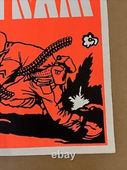 This vacation visit Vietnam black light poster original vintage orange 1970s pea