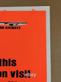 This vacation visit Vietnam black light poster original vintage orange 1970s pea