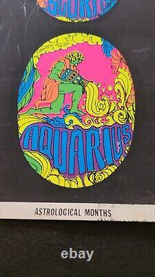 Thomas Binder VTG Blacklight Poster ZODIAC ASTROLOGICAL MONTHS 1970s