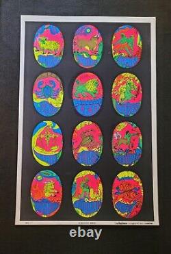 Thomas Binder VTG Blacklight Poster ZODIAC ASTROLOGICAL MONTHS 1970s