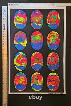 Thomas Binder VTG Blacklight Poster ZODIAC ASTROLOGICAL MONTHS 1970s