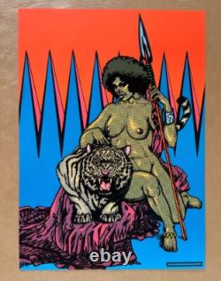 Tigress Vintage Poster Blacklight Pro Arts 1977 Warrior Woman Tiger Velvet 1970s