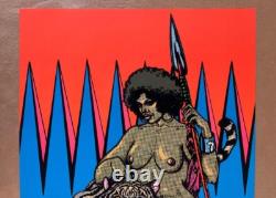 Tigress Vintage Poster Blacklight Pro Arts 1977 Warrior Woman Tiger Velvet 1970s