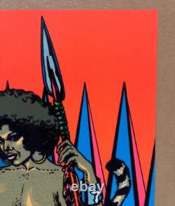Tigress Vintage Poster Blacklight Pro Arts 1977 Warrior Woman Tiger Velvet 1970s
