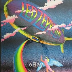 True Vintage Led Zeppelin Stairway To Heaven Black Light Poster Velvet Flocked