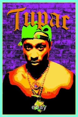 Tupac 2Pac Poster 90s Hip Hop Rapper Trippy Psychedelic Blacklight Decor