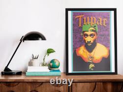 Tupac 2Pac Poster 90s Hip Hop Rapper Trippy Psychedelic Blacklight Decor