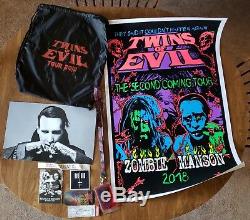 Twins of Evil Marilyn Manson Rob Zombie VIP Lanyard, Black light Poster, Patch +