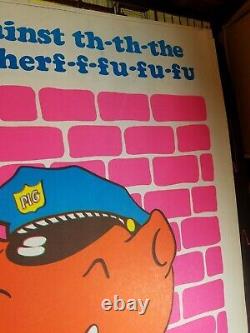 UP AGAINST THE WALL PORKY PIG 1972 VINTAGE BLACKLIGHT NOS By CANTERBURY NICE