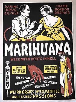 Ultra Rare Original 1967 Morgan Love Marihuana Marijuana Weed Black Light Poster