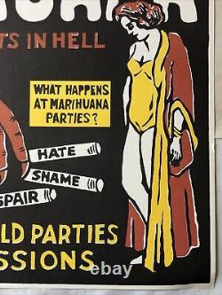 Ultra Rare Original 1967 Morgan Love Marihuana Marijuana Weed Black Light Poster