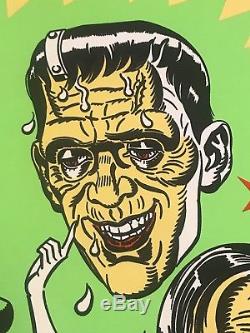 Universal Monsters Dracula Mummy Frankenstein BlackLight Art Print Poster Mondo