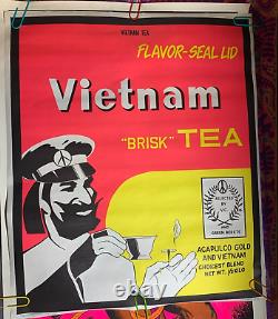 VIETNAM BRISK TEA VINTAGE 1969 BLACKLIGHT HEADSHOP POSTER By Jim Fox -NICE