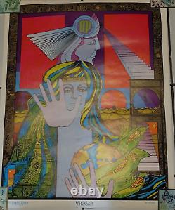 VINTAGE 1967 BLACKLIGHT POSTER zodiac VIRGO Astrology Funky Features ABSTRACT