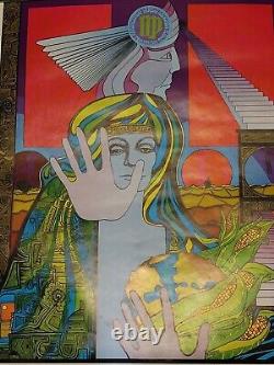 VINTAGE 1967 BLACKLIGHT POSTER zodiac VIRGO Astrology Funky Features ABSTRACT