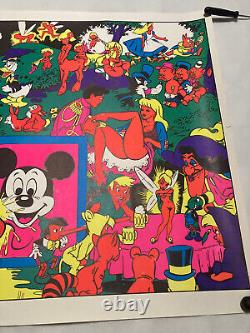 VINTAGE 1967 BLACK LIGHT DISNEY ORGY WALLY WOOD Mad Disneyland Realist 23x35