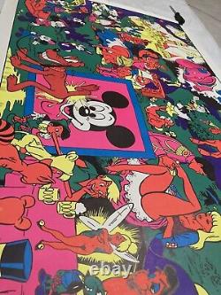 VINTAGE 1967 BLACK LIGHT DISNEY ORGY WALLY WOOD Mad Disneyland Realist 23x35