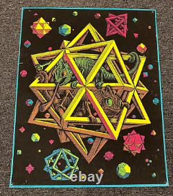 VINTAGE 1968 BLACKLIGHT Poster STARS By M. C. ESCHER 21x 26 Iguana Lizards